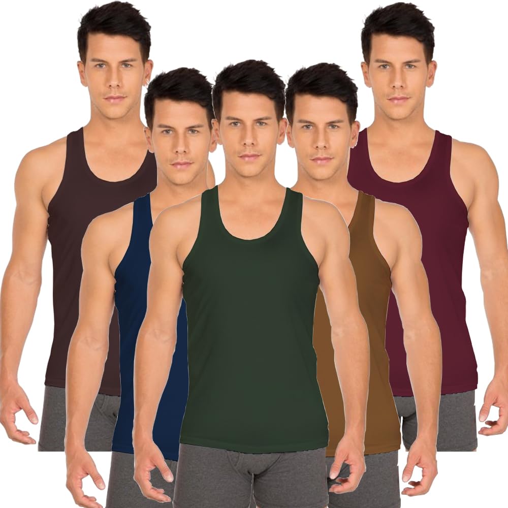 white rose Color Men's Vest Sleeveless (Pack of 5)-picture-33