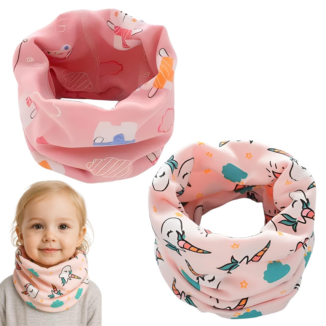 2 Pcs Braga Cuello Niño Bebé Bufanda Cuello Niño Algodón Braga Cuello Niña Otoño Invierno Bufanda Tubular para Niños Niñas 0-12 Años Calentador de Cuello Al Aire Libre