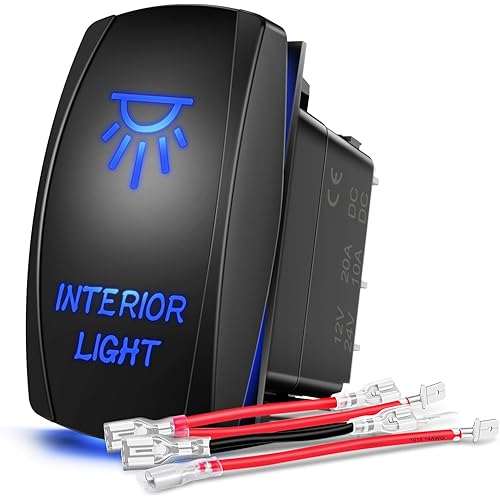 Nilight 90002B Interior Light Rocker Switch LED Light Bar 5Pin Laser On/Off LED Light 20A/12V 10A/24V Switch Jumper Wires Set for Jeep Boat Trucks,2 Years Warranty
