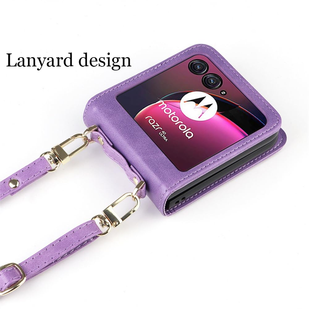 SHIEID Custodia per Motorola Razr 40 Ultra, Motorola Razr 40 Ultra Porta carte di credito in pelle Custodia con [Anti-Caduta], Schermo Pieghevole Cassa in, Cover per Motorola Razr 40 Ultra-Rosso
