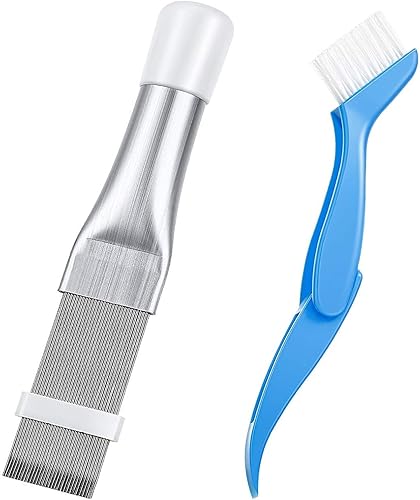 Kit de limpiador de peine de aleta de condensador de aire acondicionado, 2 piezas, kit de cepillo limpiador de aletas de aire acondicionado,
