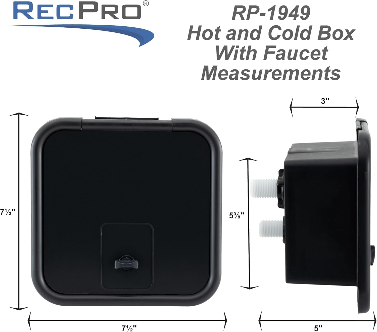 RecPro RV Exterior Shower Box with Hot & Cold Faucet | Outdoor Spray Port | Quick Connect Valve (Black)