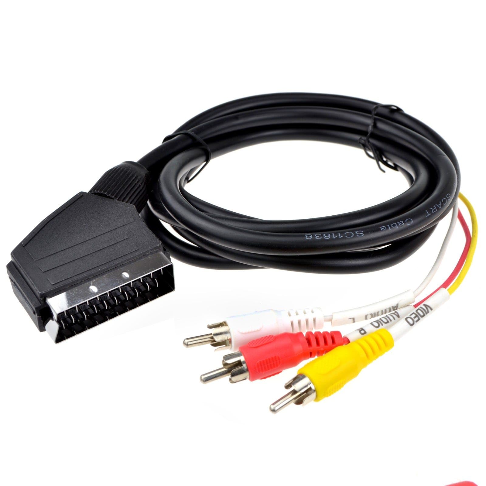 kenable Péritel Fiche In/Out Vers Rouge Blanc Jaune RCA 3 x Cinch Fiches AV câble 2 m [2 mètre]