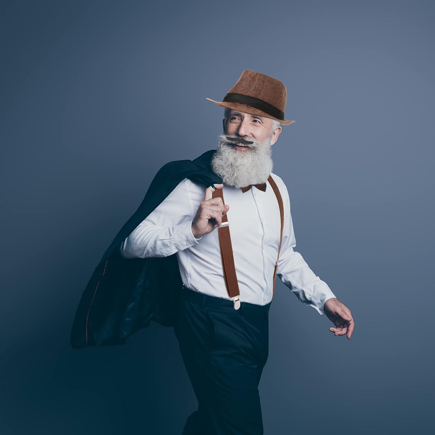 SATINIOR 1920s Mens Costume Roaring Outfit with Gangster Vest Hat Pocket Watch Suspenders for Race Meeting 2026 - Image 3