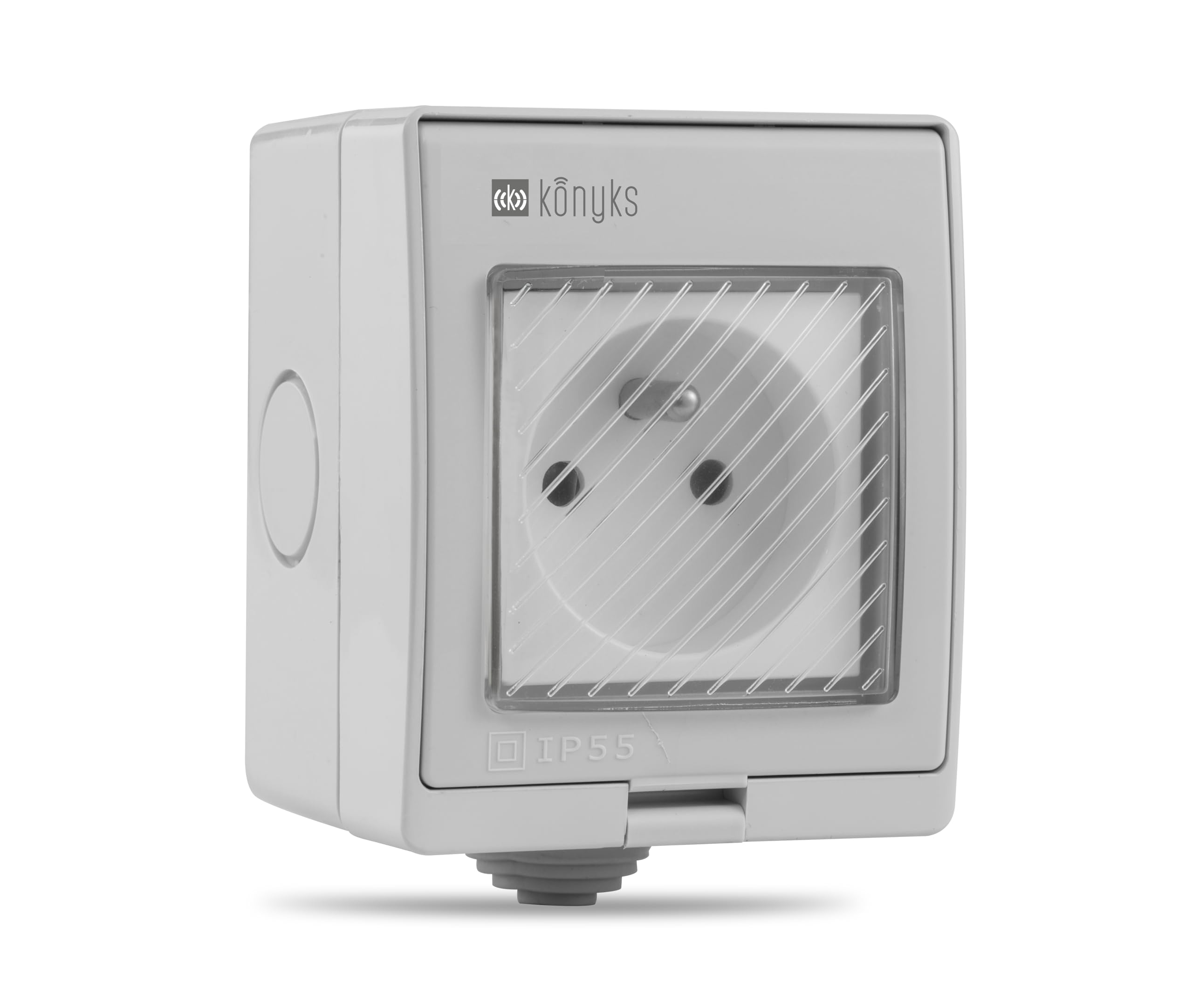 Konyks Pluviose FR Prise extérieure WiFi, Étanchéité IP55, compatible Smartlife et Tuya, Amazon Alexa et Google Home