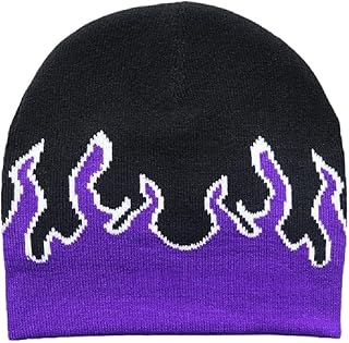 Beanie Beanie Flame Beanie Y2K Beanie Skullies Beanie Knit Beanie Hat Flame Skull Cap Slouchy Flame