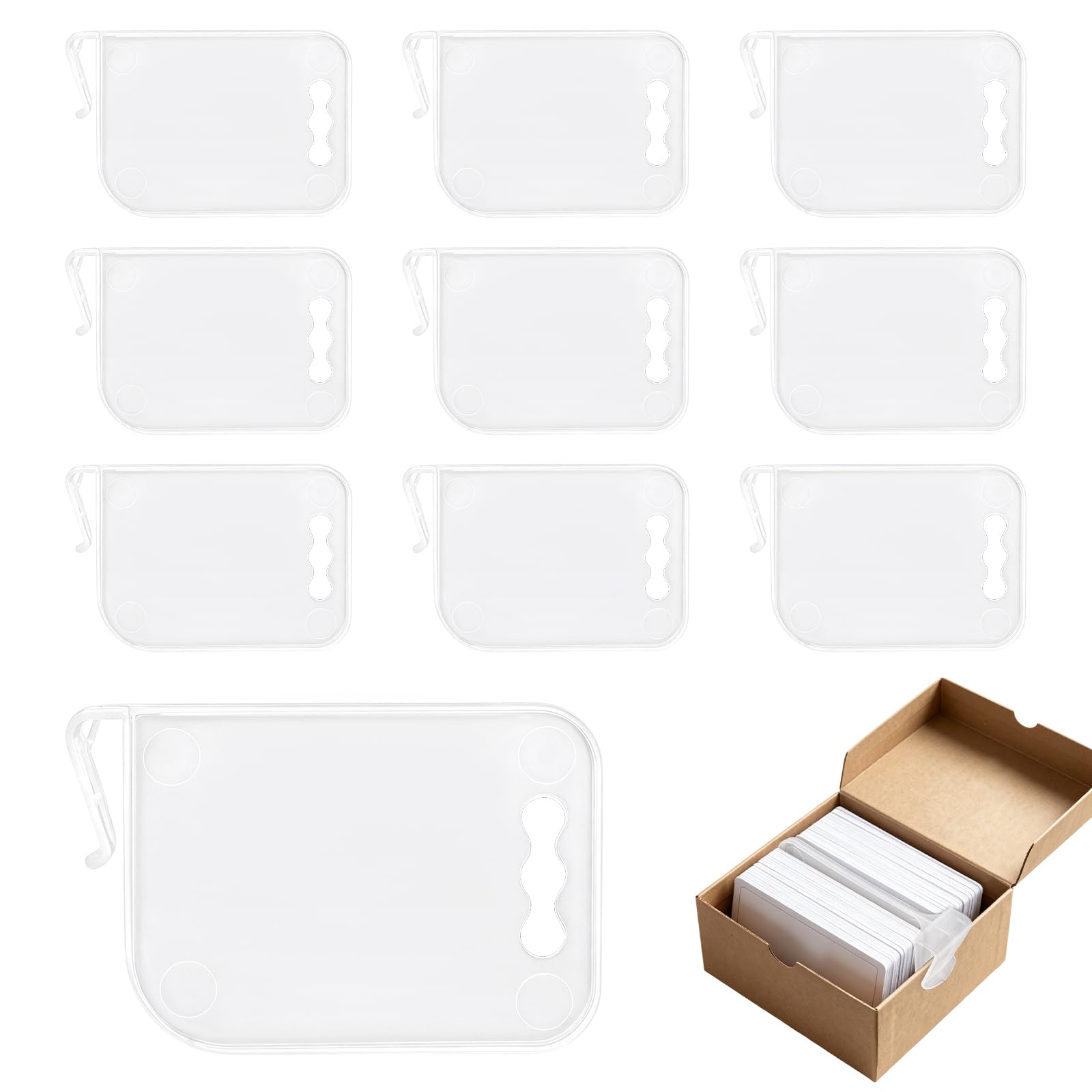 Penitue 10pcs Card Box Dividers, Plastic Trading Card Dividers Securely Clips Cardboard Side Wall Storage Separator for Sports Baseball Cards Collection