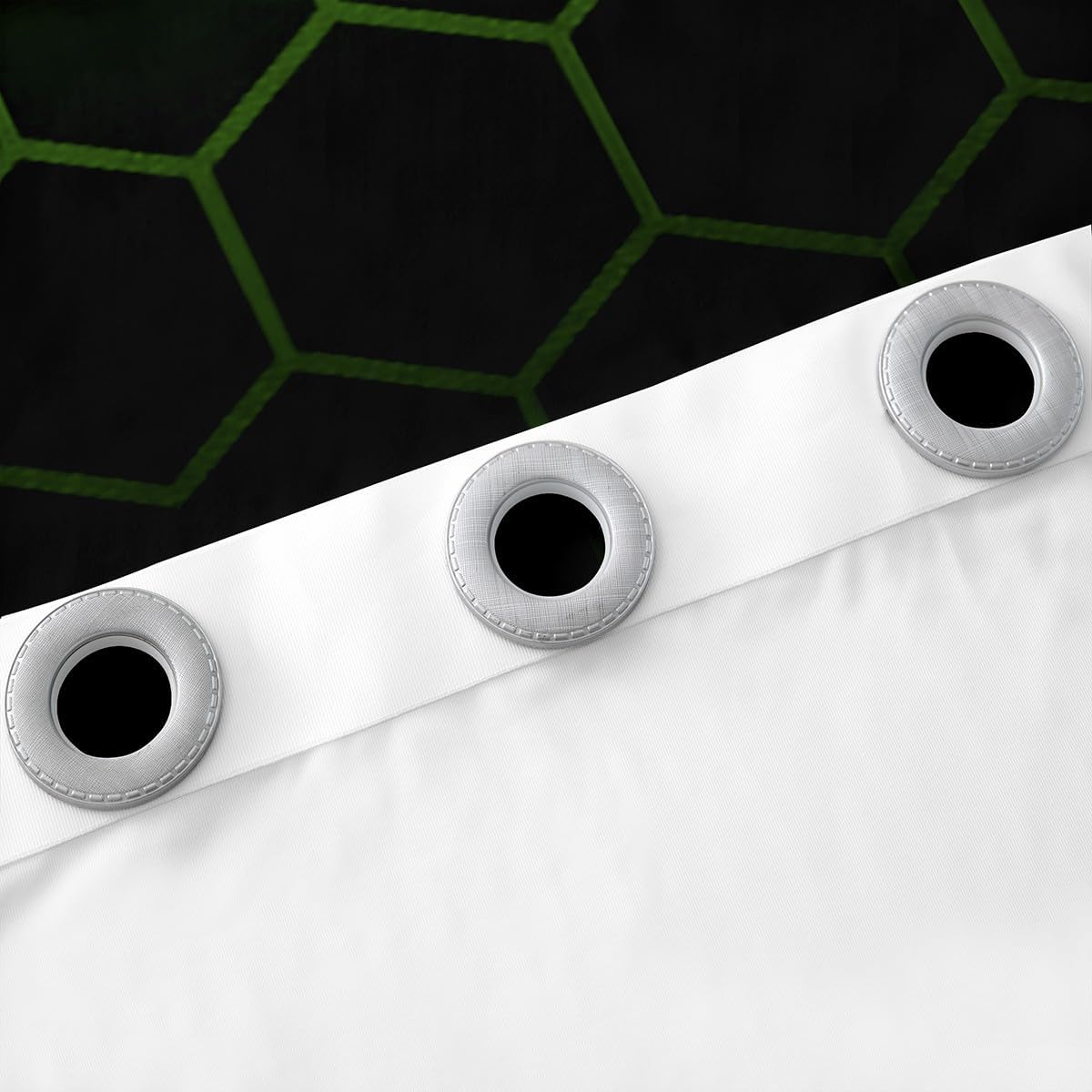 Feelyou Green Black Ombre Honeycomb Darkening Drapes Boys Girls, Geometrics Hexagon Blackout Curtains Abstract Green Black Window Curtains Hexagonal Window Treatments (2 Panels, 42 x 84 Inch)