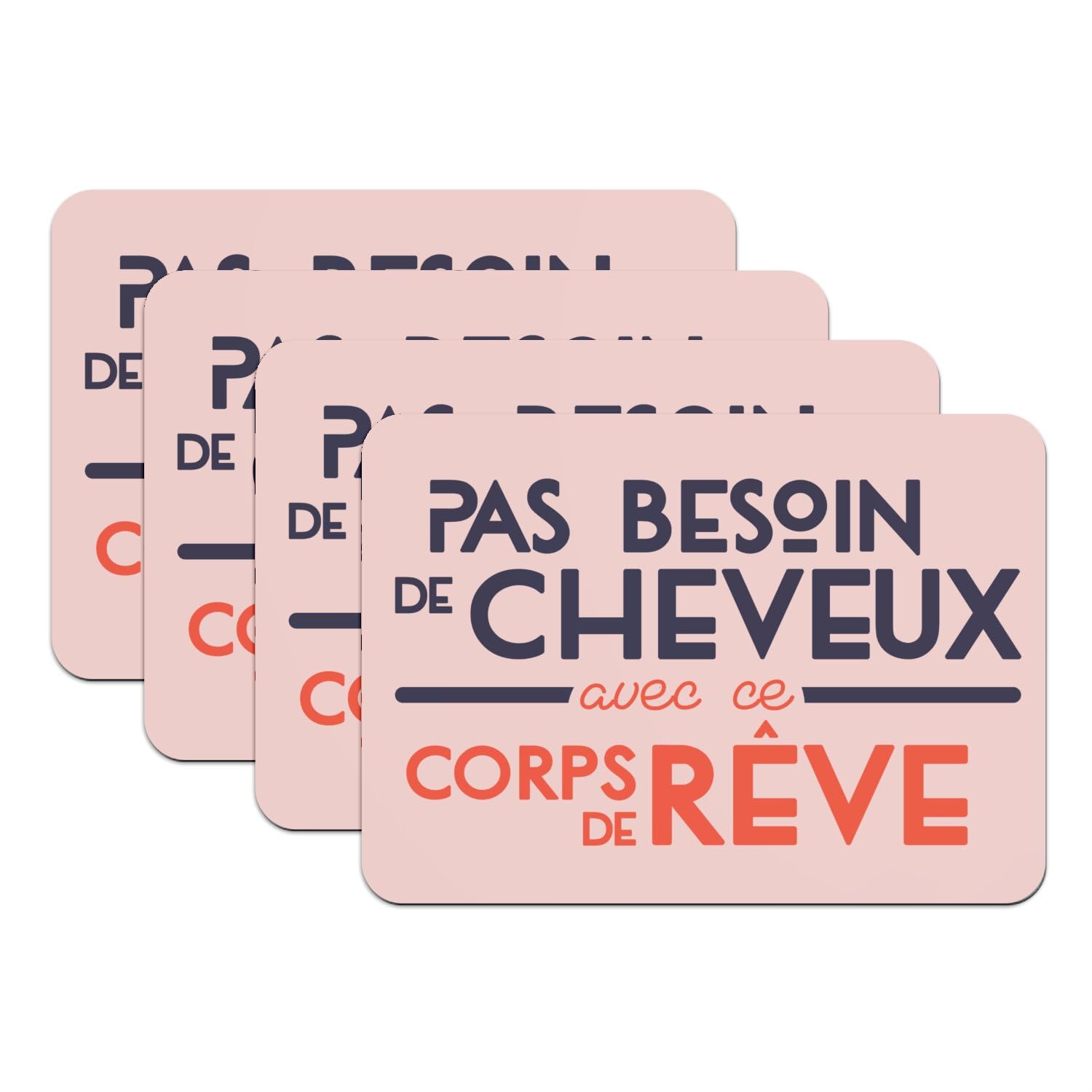 Set de table humour rose en caoutchouc pour petits déjeuners et repas entre amis