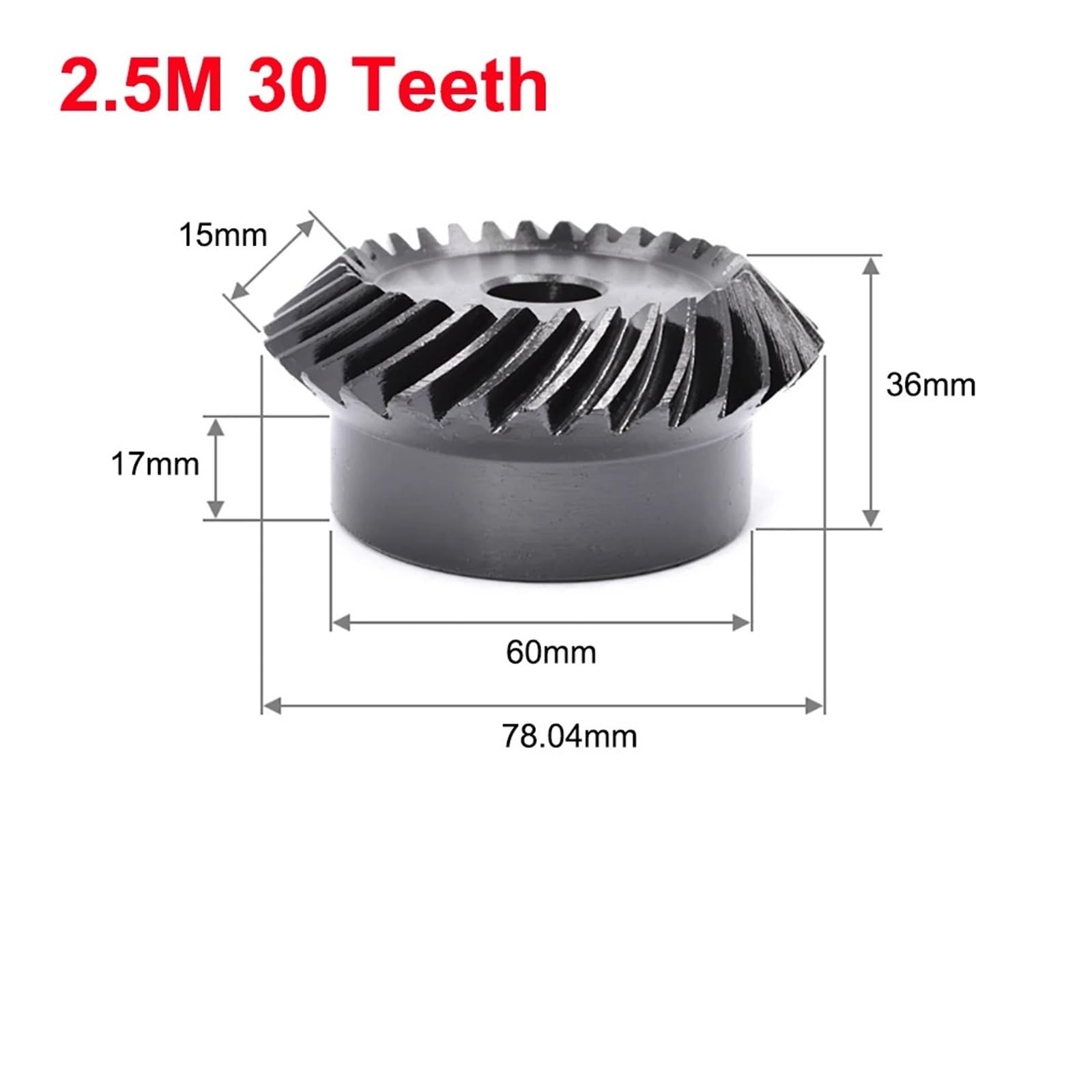 Bevel Gear Pinion Hardware Mechanical 2.5 Mold 1:1 Spiral Bevel Gear 20/25/30 Teeth 1 Set Left-Hand and Right-Hand Helical Gear Process Bore(30 Teeth)