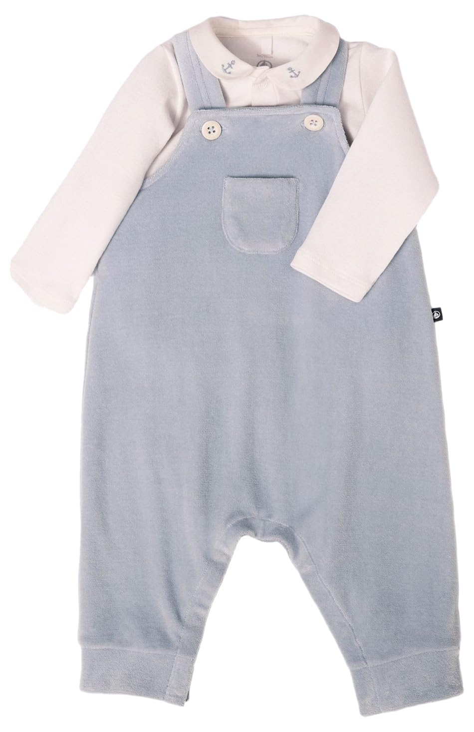 Petit Bateau Baby-Set Latzhose und Body aus Baumwolle mit einfarbigem Kragen