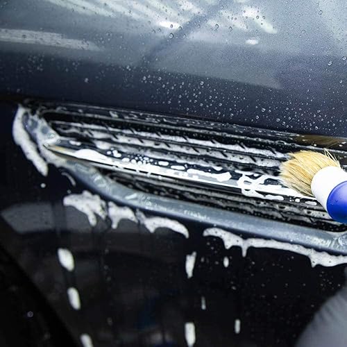 Miniatura 5 de Juego de 5 cepillos para detalles de pelo de jabalí natural, cepillos antideslizantes para limpieza de ruedas, motor, interior, exterior, cuero,