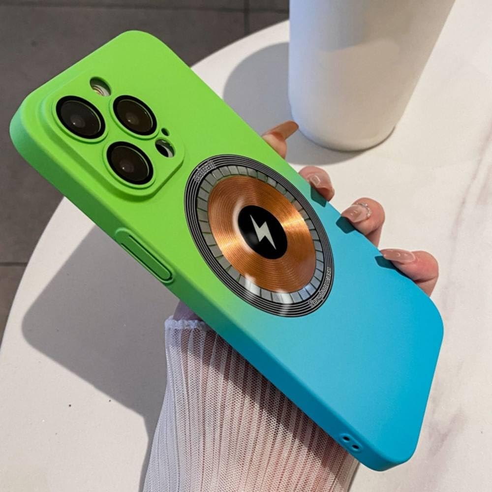 Coque iPhone 12 Pro magnétique avec dégradé de couleur bleu vert PC slim - 7