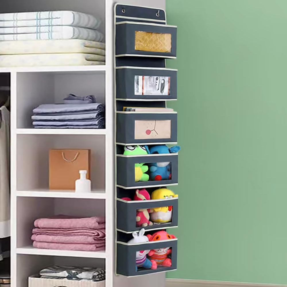DDGAO Organizer da appendere sopra la porta, 5 tasche trasparenti con finestra per giocattoli, portafogli e asciugamani (ordinario