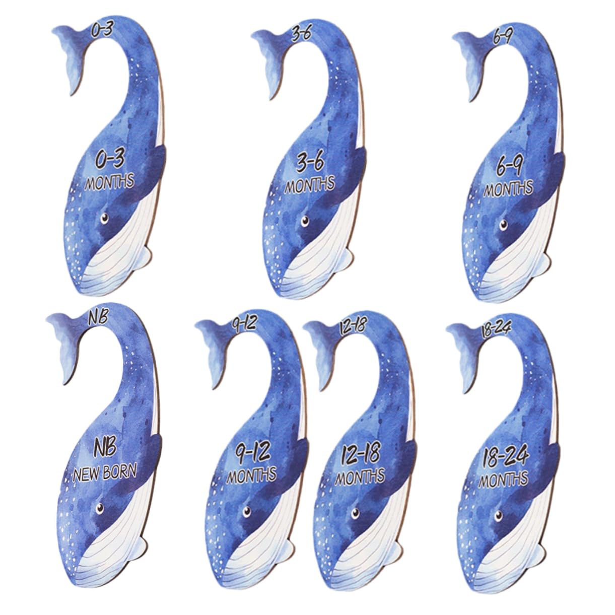 VANZACK 7Pcs Whale Shaped Closet Dividers Durable Clothing Organizers for Newborns to Months Neutral Hanger Dividers for Stress Nursery Organization