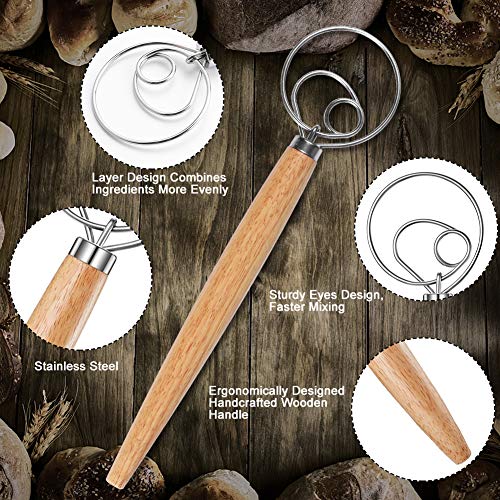 image for TORUBIA 15 Pieces Danish Dough Whisk Set - Stainless Steel Bread Lame 