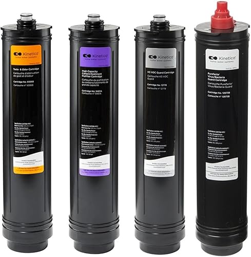 Juego de 4 filtros para Kinetico K5 Pure Ultra (número de pieza 9461 PURPLE, 9306 ORANGE, 12778 SILVER & 12873 WHITE)