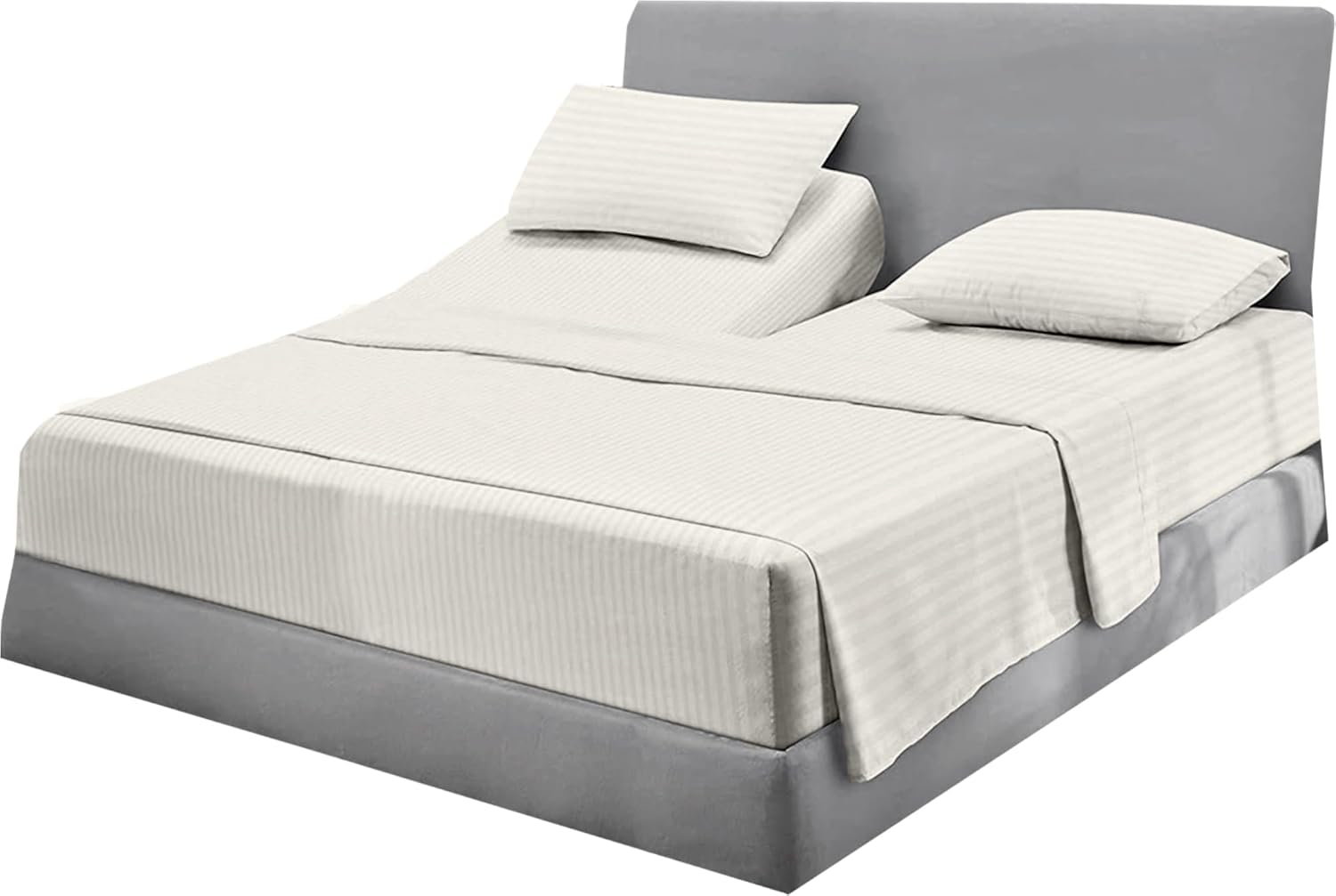 Top Split King Sheets Sets for Adjustable beds, Split King Sheet Sets for Adjustable beds Fit up to 16" deep Pocket, 34" Split Head Flex King Sheets 400 Thread Count 100% Cotton,Light Blue Solid