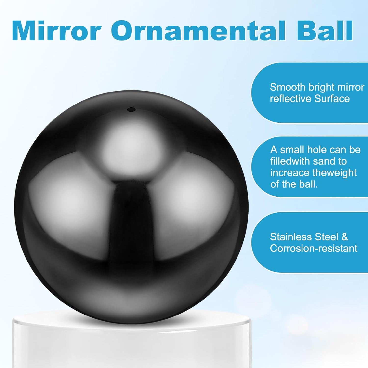 M METERXITY 2-Pack Garden Gazing Globes Ball 4.7 Inch 201 Stainless Steel Hollow Mirror Reflective Floating Ball for Garden/Pond/Home/Yard Outdoor Decoration [Gloss Black]