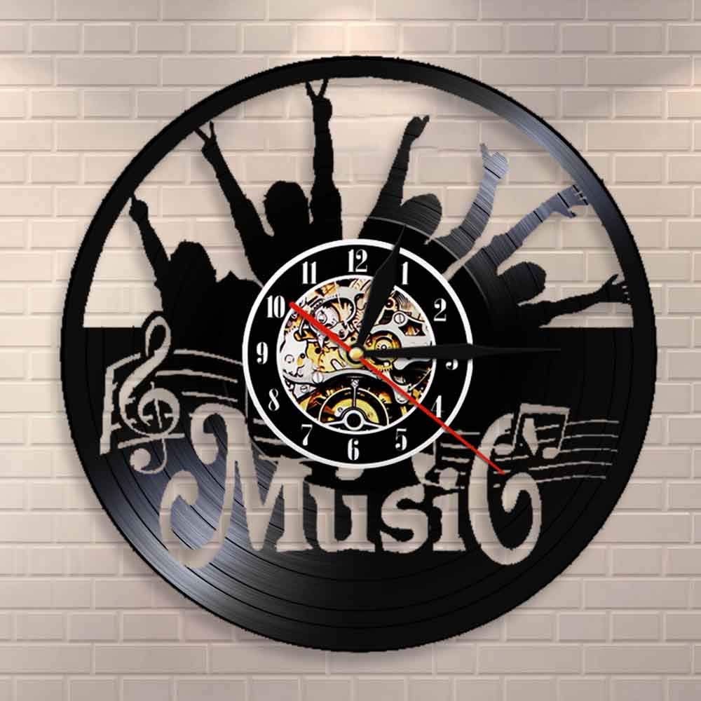 Metti la tua mano Musica Rock N Roll Orologio da parete con disco in vinile Orologio da parete moderno e silenzioso Decorazioni per la casa Regalo amante della musica rock Dia 30 cm 7 colori Orologi