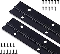 Vista 8 de 2 bisagras de piano resistentes de acero inoxidable de 24 x 1.2 pulgadas, bisagra continua negra para gabinetes, puertas, cajas de madera