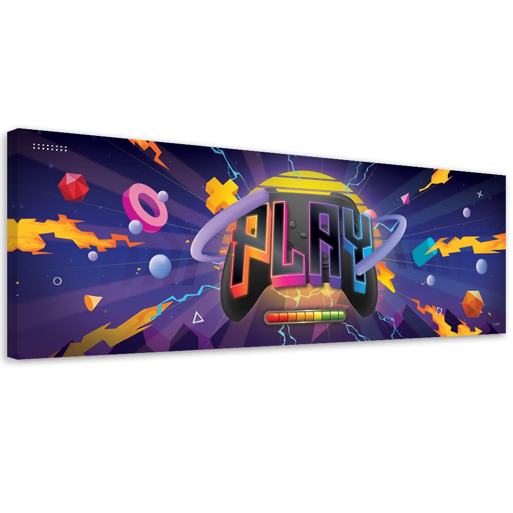 Feeby Cuadro en Lienzo Para Jugadores Videojuegos 90x30 cm 1 Pieza Impresión en Material Tejido no Tejido Modernos Artística Imagen Decoración De Pared Salon Dormitorio Abstracto Gaming Play Multi