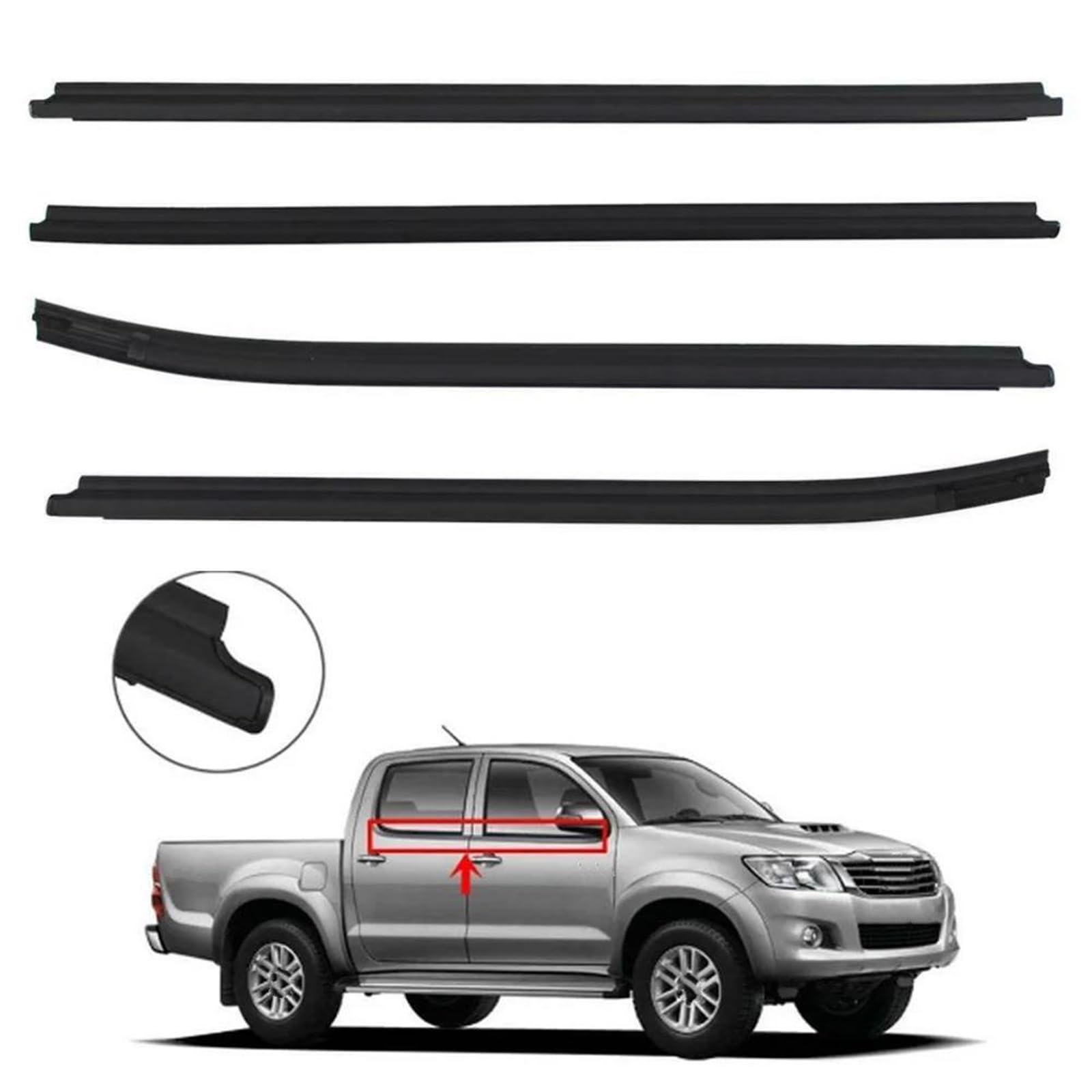 Burlete Exterior Ventanas Puertas Junta Goma Protector Para Hilux Para Vigo MK6 KUN25