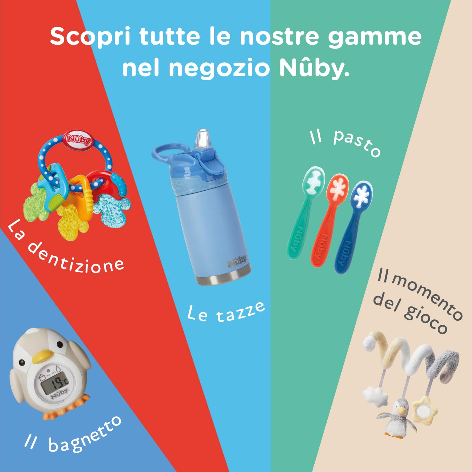 Nuby - Vasino portatile per bambini da viaggio - Wc portatile 2 in 1 Riduttore wc bambini o uso in autonomia - Con protezione paraschizzi e sacchetti usa e getta - Per imparare a usare il bagno
