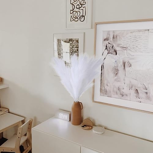 Miniatura 5 de Starryle Hierba de las pampas rosa, 3 piezas de 45 pulgadas, hierba sintética de las pampas esponjosas, ramas de hierba de las pampas falsas, ramo