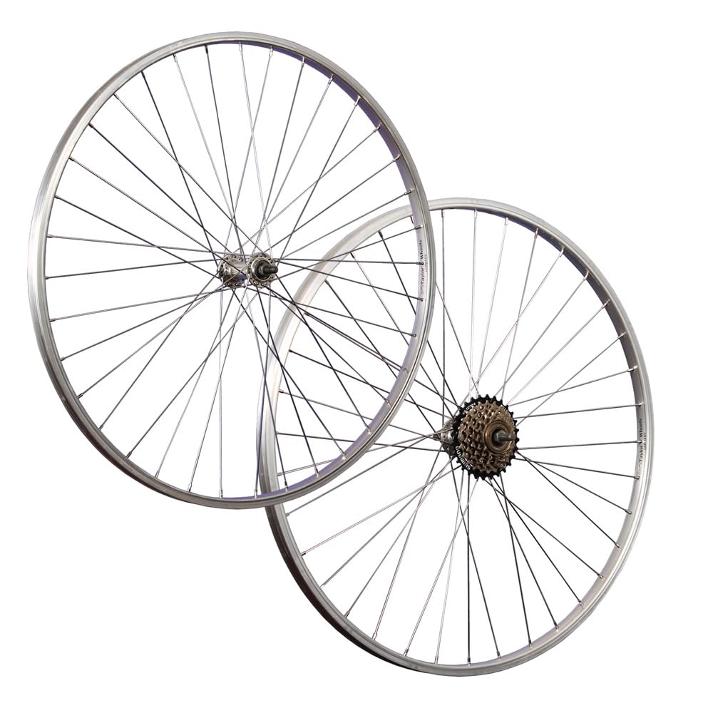 Laufradsatz 28 Zoll Aluminiumfelge rostfreie Speichen Vollachse Shimano Schraubkranz 6 Fach