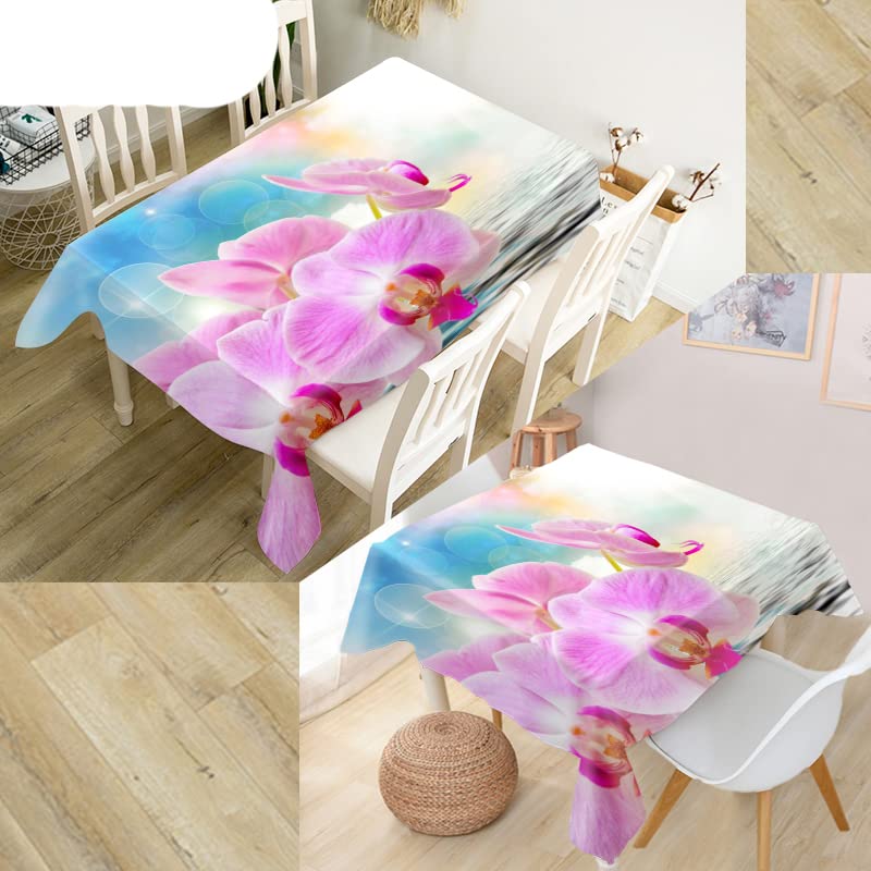 Mantel de Flores de orquídeas Naturales, Tela Oxford 3D Cuadrada/Rectangular, Cubierta de Mesa a Prueba de Polvo para Fiestas, decoración del hogar, Cubiertas de TV-7,140X200CM