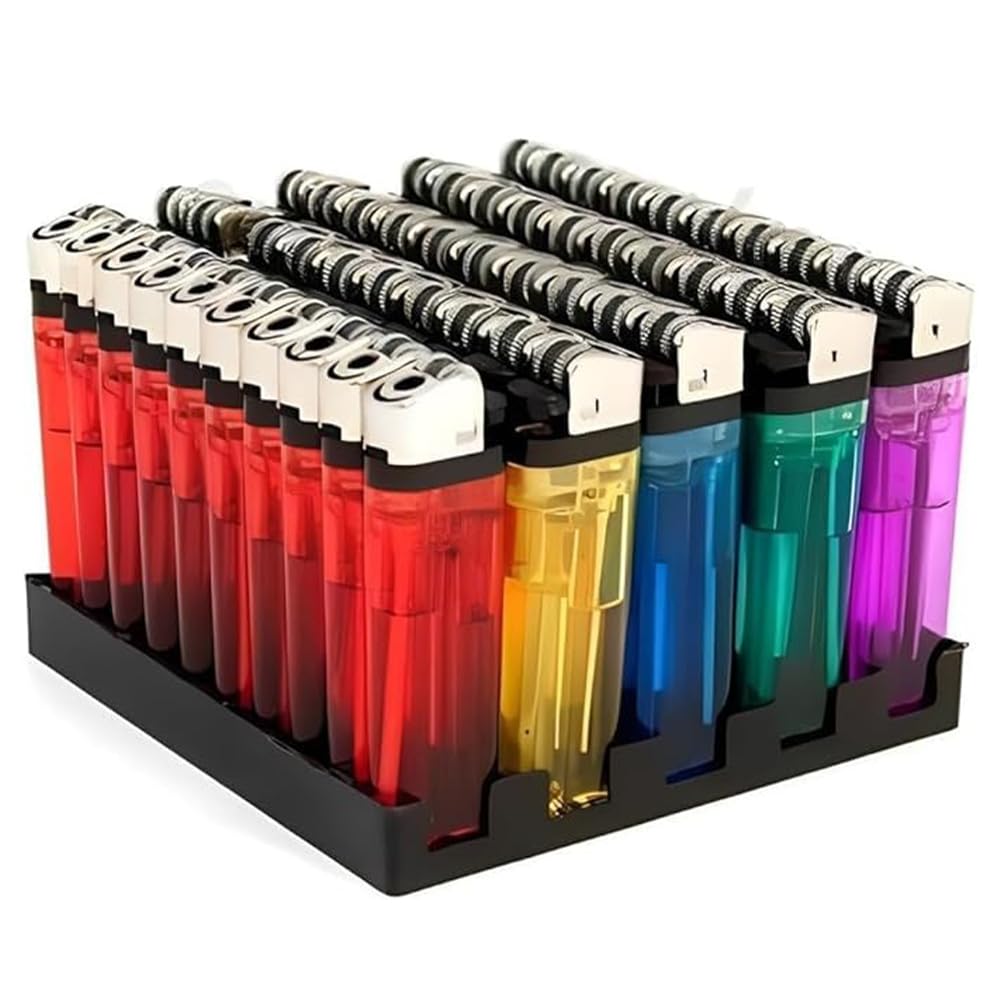 BML 50 x Disposable Lighters Multipack Windproof Adjustable Long Lasting Flame Child Safe Pocket Lighters for Candle Kitchen Daily Use Travel BBQ Lighter for Camping