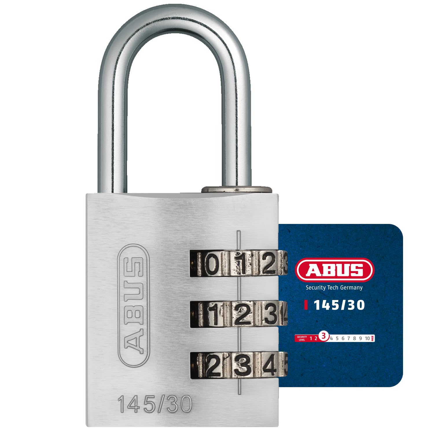 ABUS Zahlenschloss 145/30 Silber - Kofferschloss, Spindschloss u. v. m. - Aluminium-Vorhängeschloss - individuell einstellbarer Zahlencode - ABUS-Sicherheitslevel 3