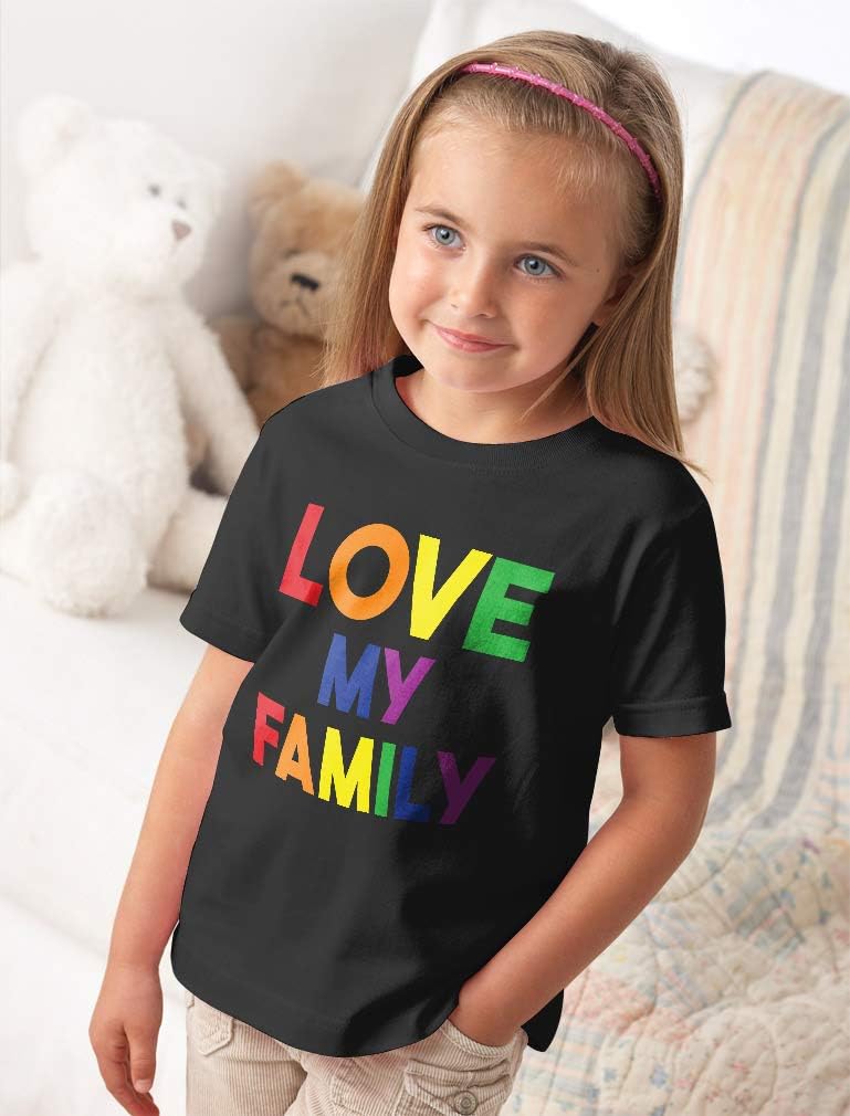 Tstars Love My Family Rainbow Shirt Equality LGBTQ Gay Pride Month Toddler Kids Shirts