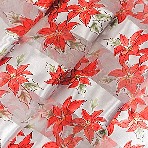 Silver Poinsettia Christmas Scarf - W498SL4