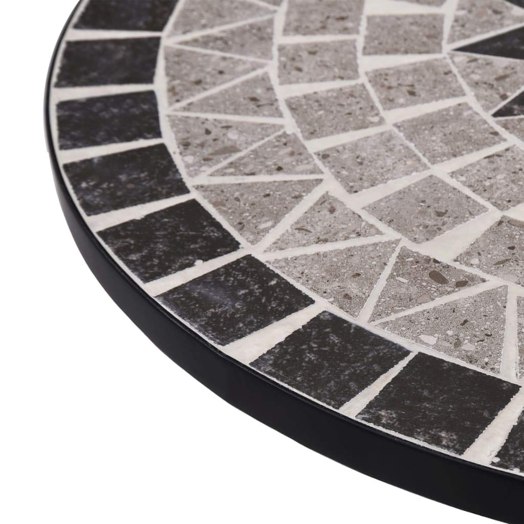 Festnight Tavolo Tavolino da Giardino Rotondo Mosaico in Ferro e Ceramica Grigio,Tavolo Rotondo da Balcone Mosaico,Tavolo da Esterno Rotondo Mosaico,Tavolino da Giardino Rotondo Mosaico 61 x 71 cm