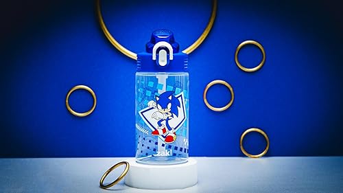 Miniatura 52 de Zak Designs Botella de agua de Paw Patrol, plástico sólido, 16 oz, pajilla, asa, cubierta de boquilla emergente contra fugas