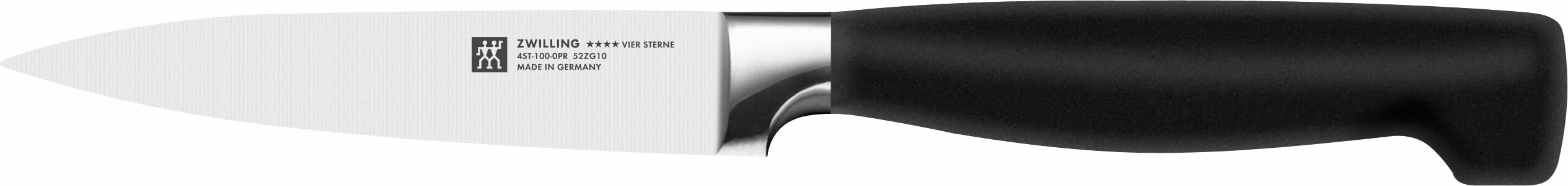 ZWILLING VIER STERNE Spick & Garniermesser 10 cm, Rostfreier Spezialstahl, Ergonomischer Griff, Made in Germany, Schwarz