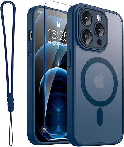 Miniatura 16 de ROYBENS Funda transparente mate para iPhone 14 Pro-Max compatible con Magsafe, protección completa de lente de cámara, protector de pantalla, correa