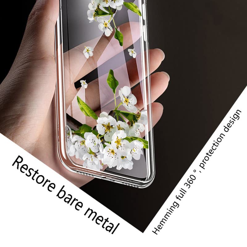Custodia Nokia 105 4G 2023 Con Fiore Di Pesco + Vetro Temperato - Cover TPU Morbida Antiurto, Sottile, Supporta Ricarica Wireless