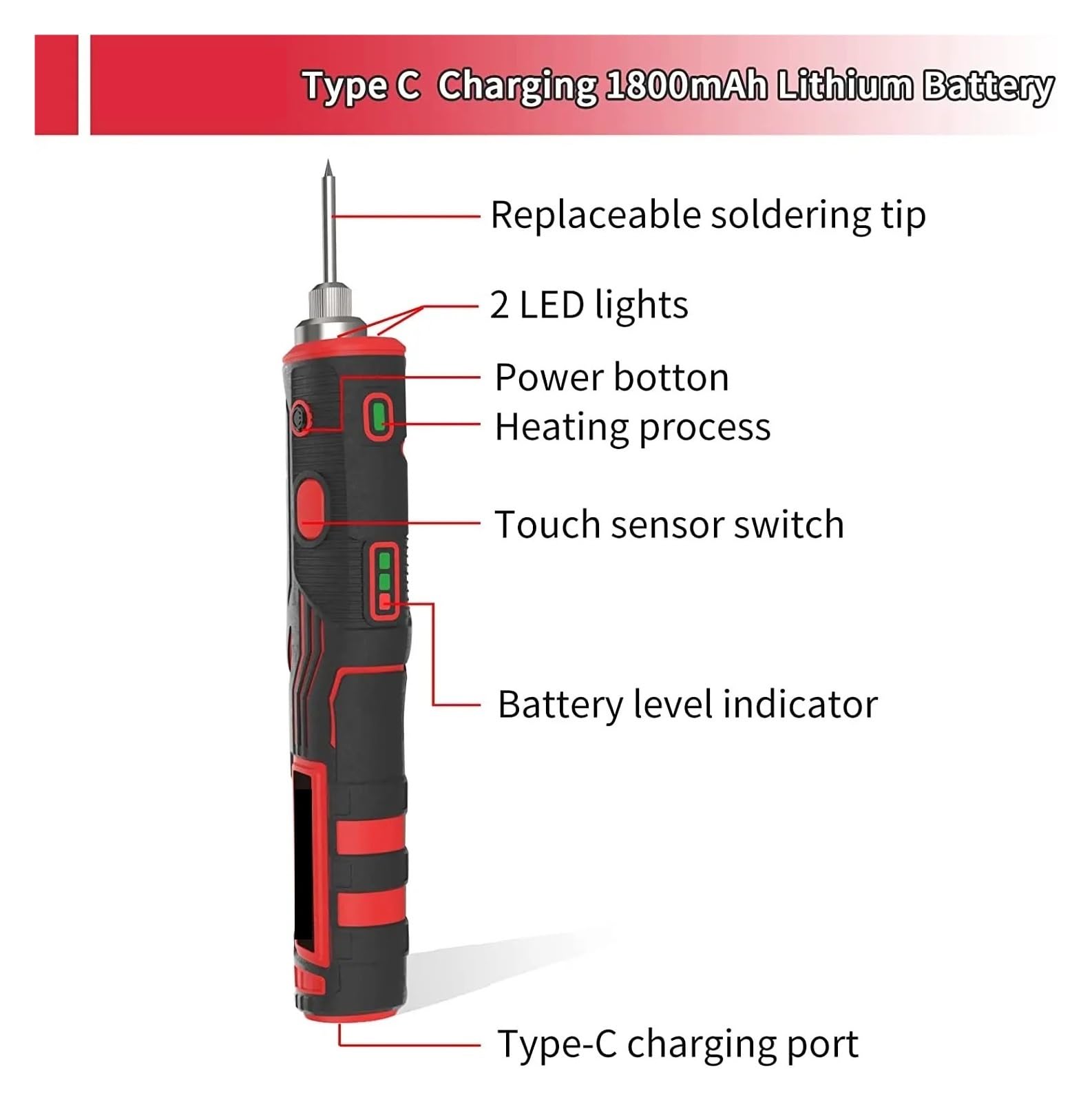 Zestaw lutownicy 480 ℃ Bezprzewodowy Zestaw Lutownicy Elektrycznej 1800 MAh Akumulatorowe Narzędzie Do Lutowania Profesjonalne Przenośne Narzędzie Spawalnicze(S 006A-8W)