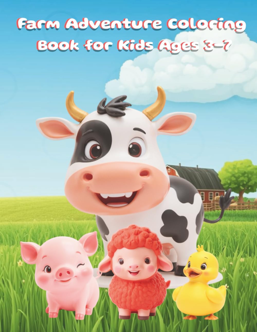 Farm Adventure Coloring Book for Kids Ages 3-7: Tractors, Cute Farm Animals, Busy Farmers & Fun Outdoor Scenes