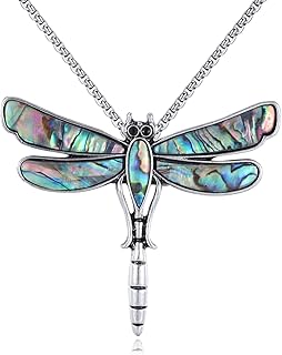 Dragonfly Necklace Abalone Shell Dragonfly Pendant Necklace Cute Dragonfly Jewelry Gifts for Women Girls Dragonfly Lovers Chain 22 Inches