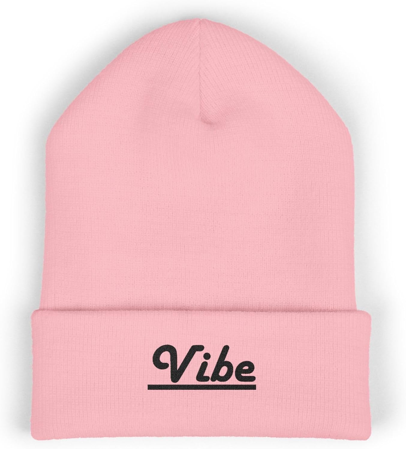 Premium Classic Cuffed Beanie Hat - Vibe with Embroidery Message