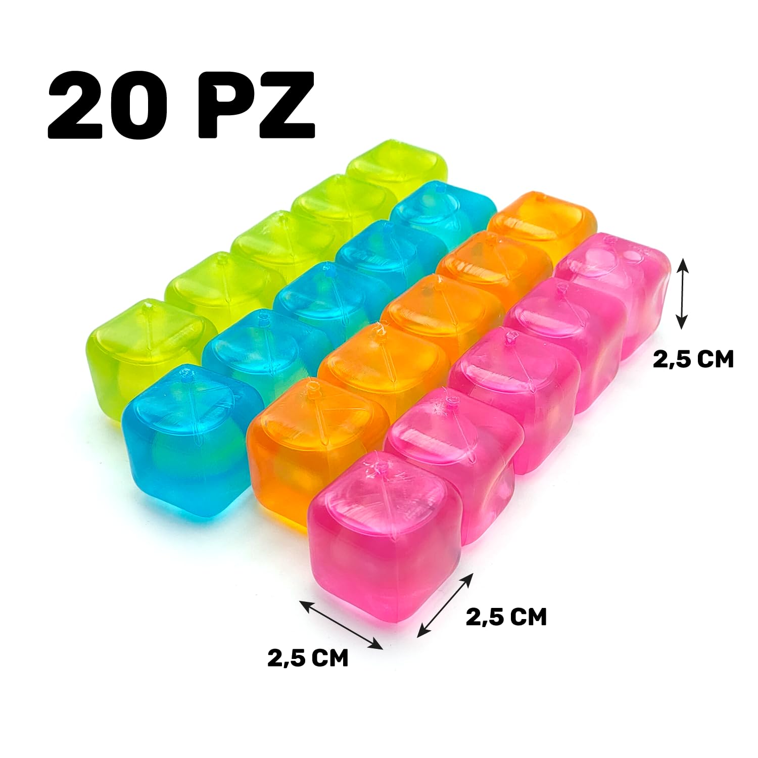 Cubitos de hielo reutilizables sin BPA, juego de 20 piezas de colores, ecológicos para bebidas y cócteles