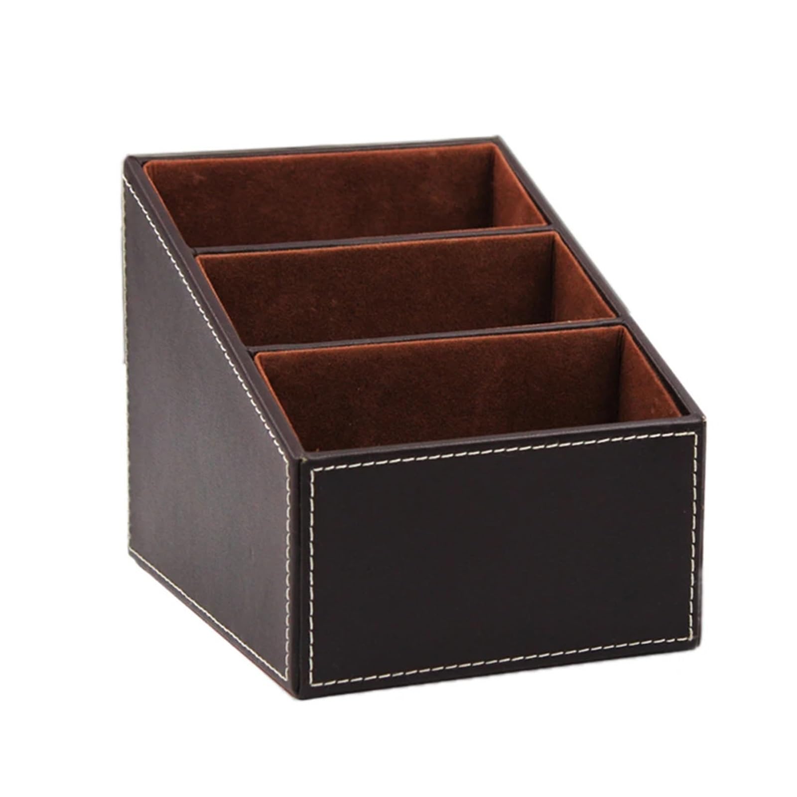 WUYXTO Remote Control Organizer Leather Holder Desktop Storage Box For Phone Office Cosmetic For Desktop(Brown)
