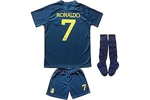 LeenBD Ronaldo No #7 Away Nassr Riyadh Al Kids Soccer Jersey Kit...