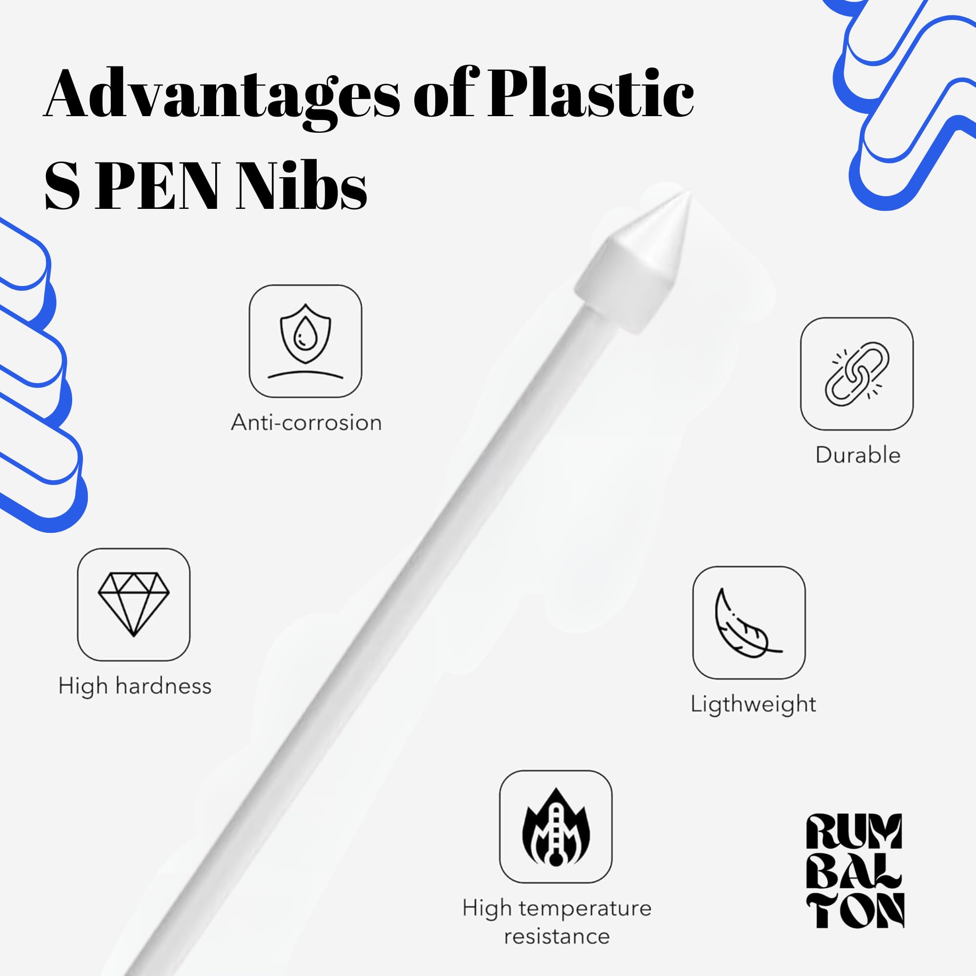5pc Replacement Plastic Tips/Nibs for Galaxy Tab S Pen, Compatible with Tab/Mobile S24, S23, S22, S10, S9, S8, S7, S6 +/ Lite/Ultra/FE Series (White) — Amazon image 2