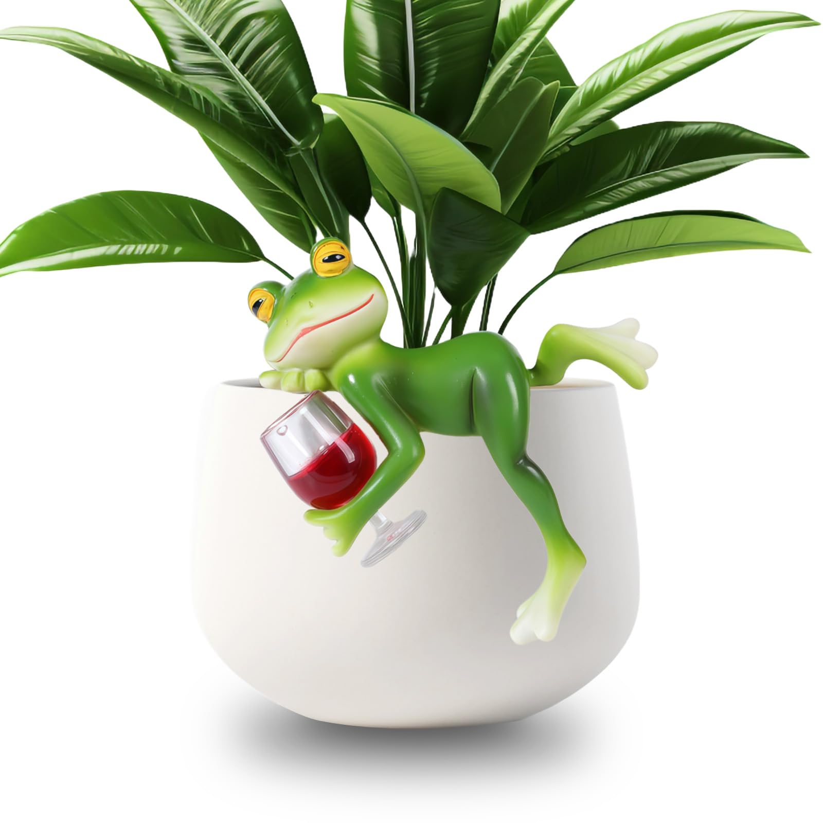 Bigtree Women's Green Miniature Frog Figurines Plant Decorations For Pots Frog Statue Planter Hugger Resin Garden Outdoor Fairy Garden Statue Hanging Figurines Yard Patio Decor Desk Ornament Gift