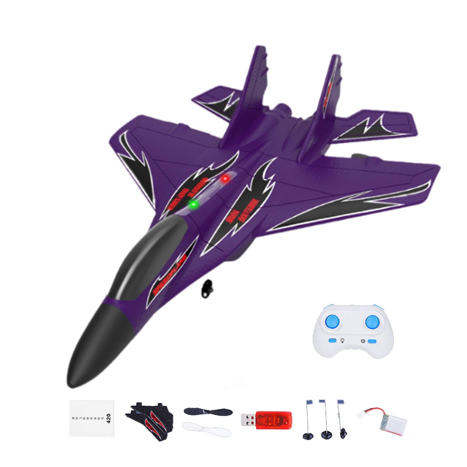 Milageto Avión RC Planeador RC Avión Teledirigido Estructura Ligera de Espuma PP con Y Planeo Estable Adecuado para Principiantes Pa, Púrpura